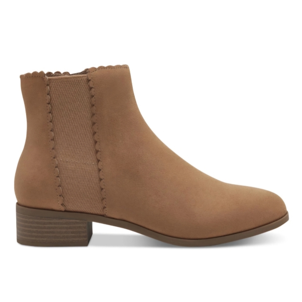 Charter Club NIB DAX CAMEL TAN micro suede booties boots 9.5 LOOK at pho…
